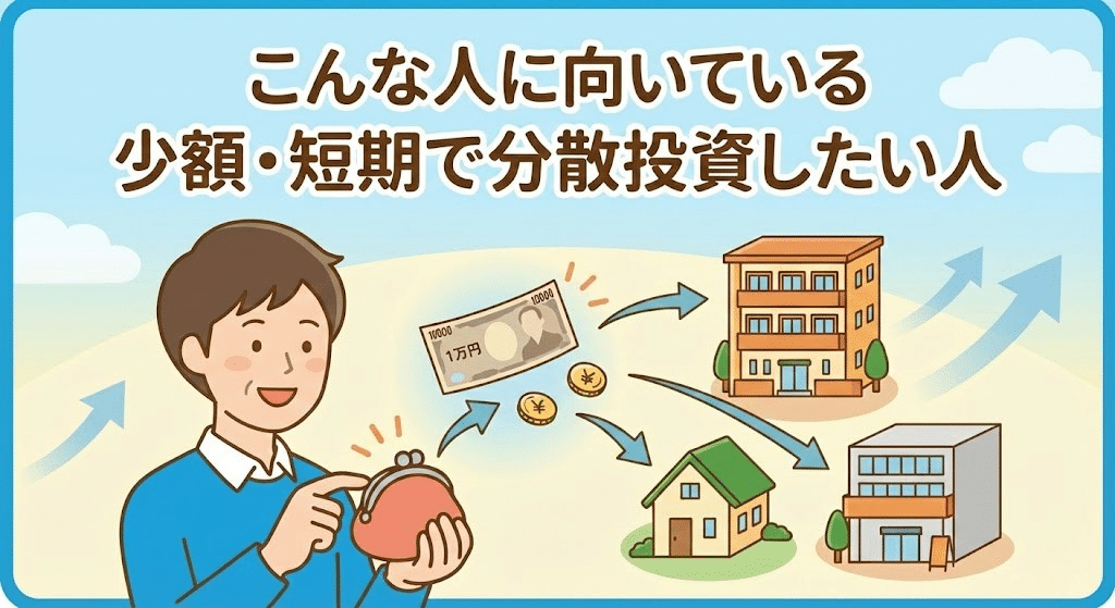 利回り不動産が向いている人のイメージ。少額・短期で分散投資したい投資家向け
