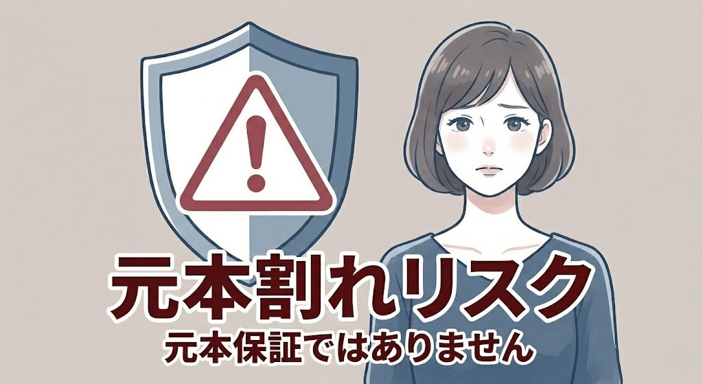 利回り不動産の元本割れリスクを説明するイメージ。元本保証ではない投資の注意点