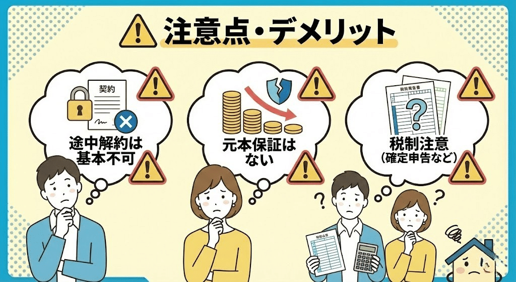 ちょこっと不動産のデメリットを解説するイラスト