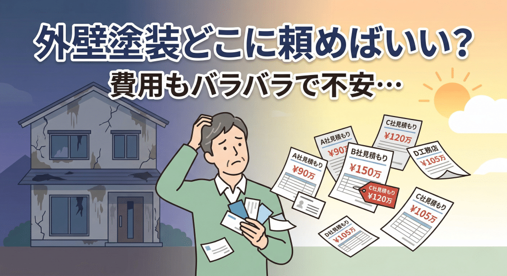 外壁塗装の業者選びで悩むイメージ