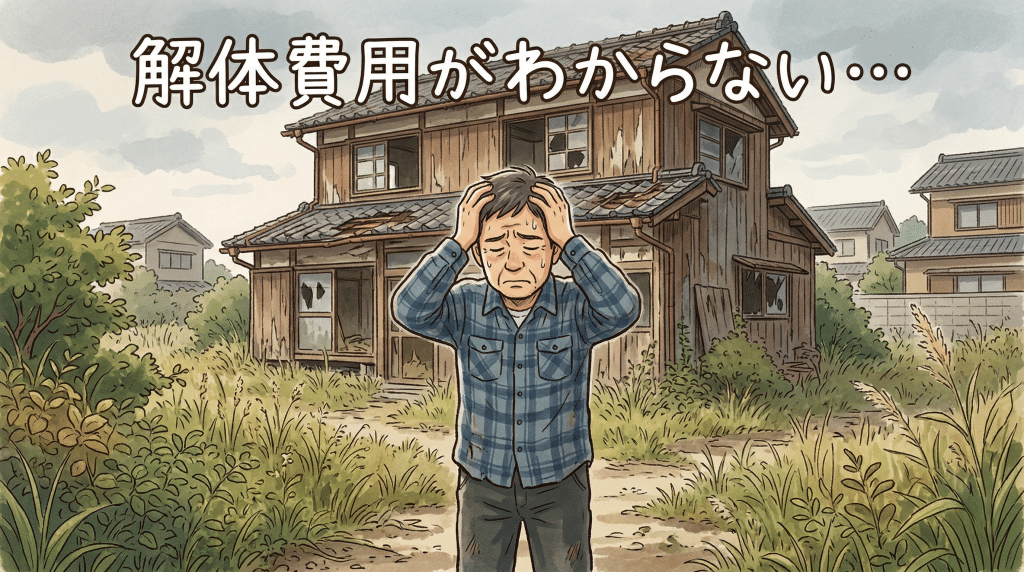 解体費用に悩む人のイラスト
