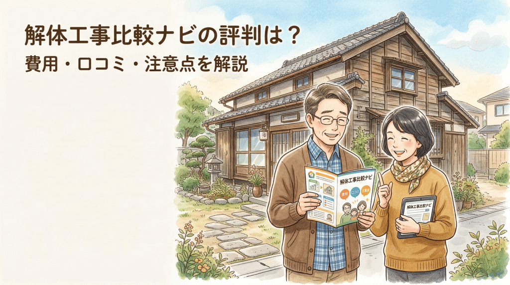 解体工事比較ナビの評判と費用を解説するイラスト