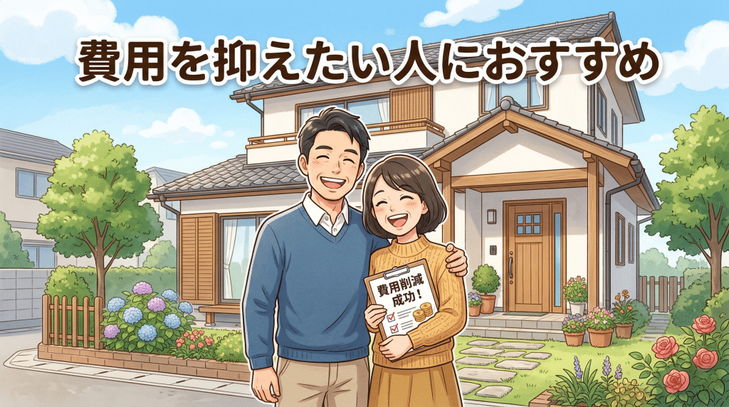 解体費用を抑えて満足している人のイラスト