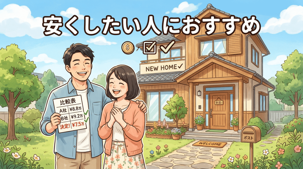 解体費用を抑えて満足している人のイラスト