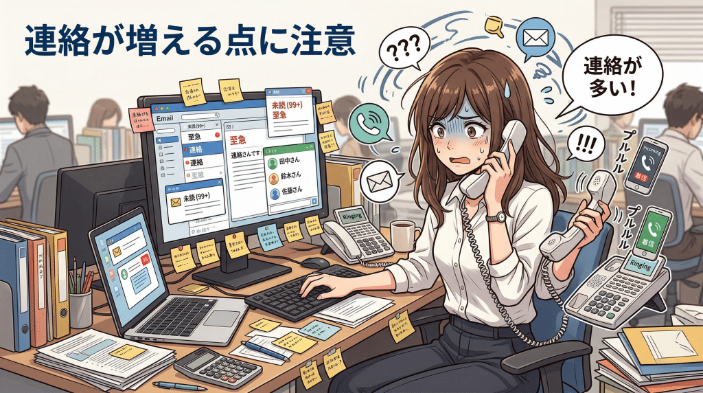 複数業者からの連絡に対応するイラスト