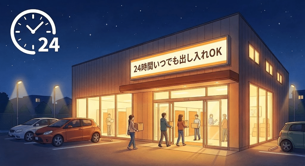 ハローストレージは24時間いつでも荷物の出し入れができる