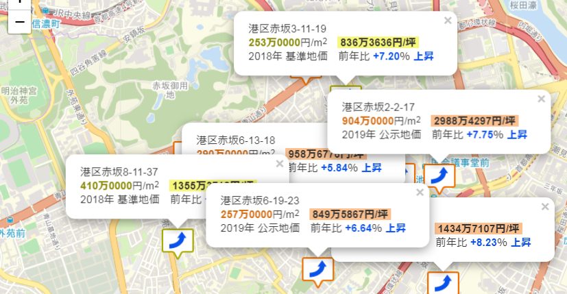 赤坂の公示地価