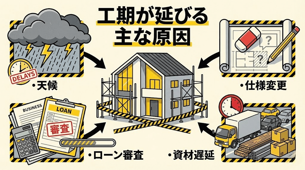 新築工期が延びる原因を説明