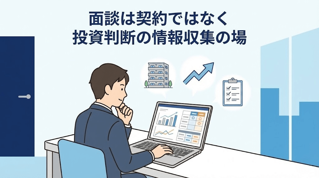 不動産投資面談は情報収集の場を説明するイラスト