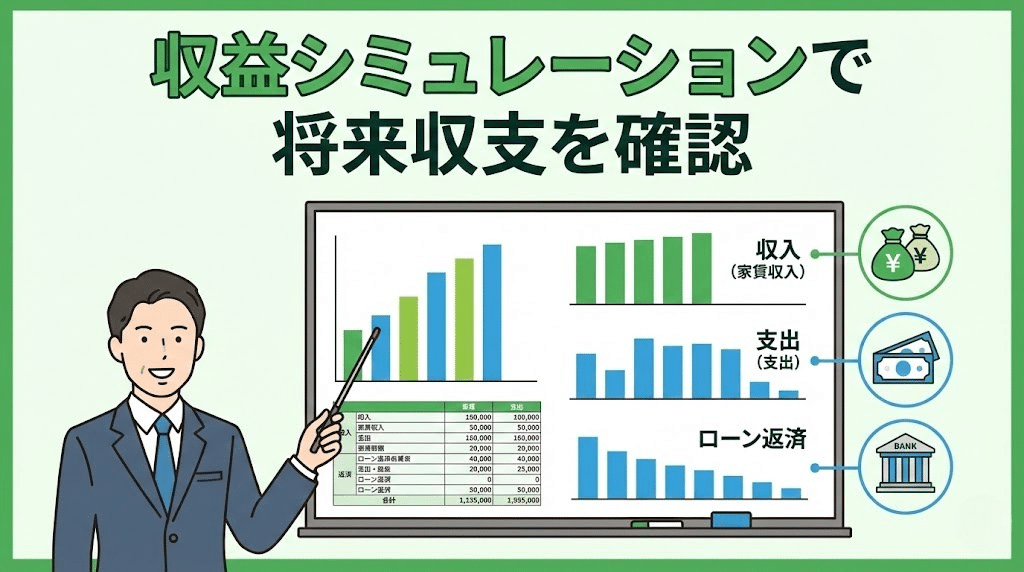 マンション投資の収益シミュレーション説明イメージ