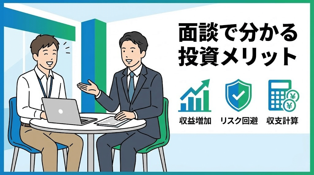 不動産投資面談のメリットを説明するイラスト