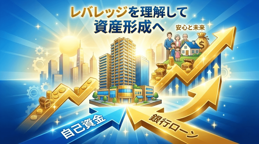 不動産投資と資産形成を表現する総まとめイラスト。