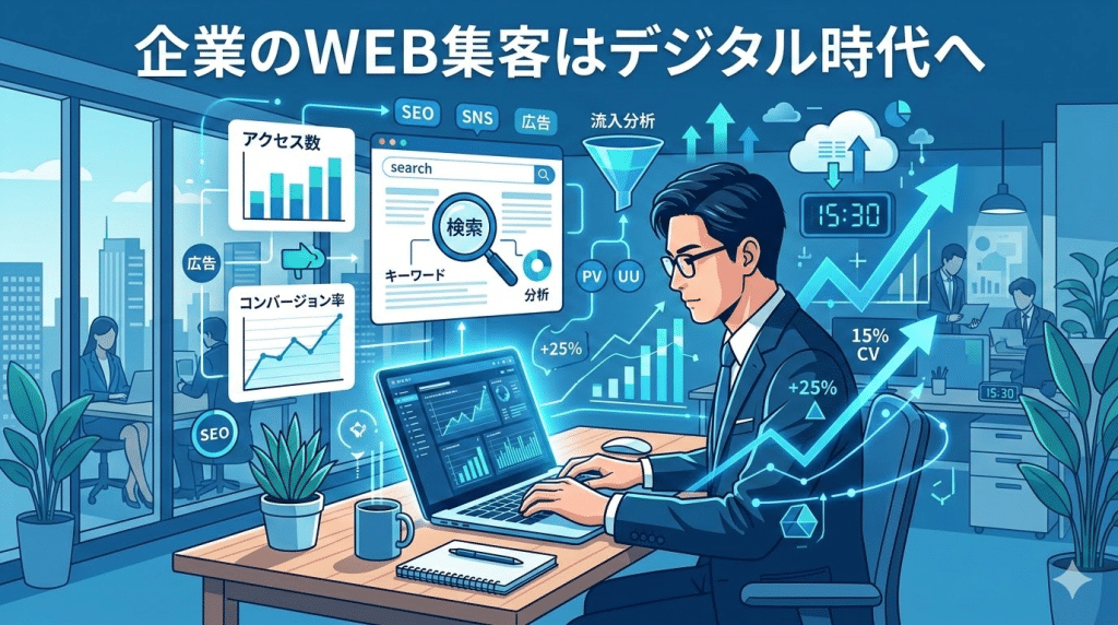企業のWEB集客がデジタル化しているイメージ