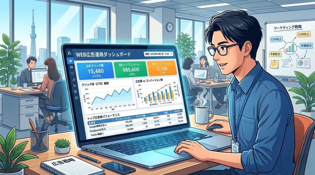 WEB広告運用で集客するマーケティングイメージ