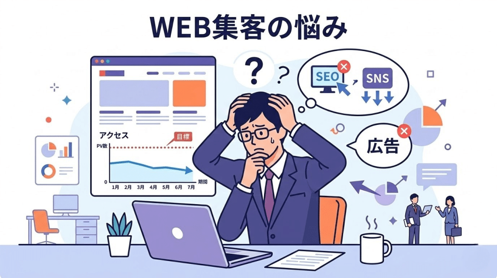 WEB集客に悩む企業担当者のイメージ