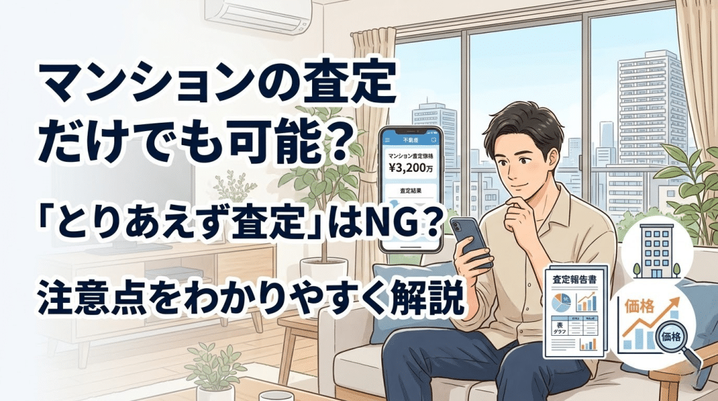 マンション査定だけでも可能かや注意点を解説する記事のアイキャッチイラスト