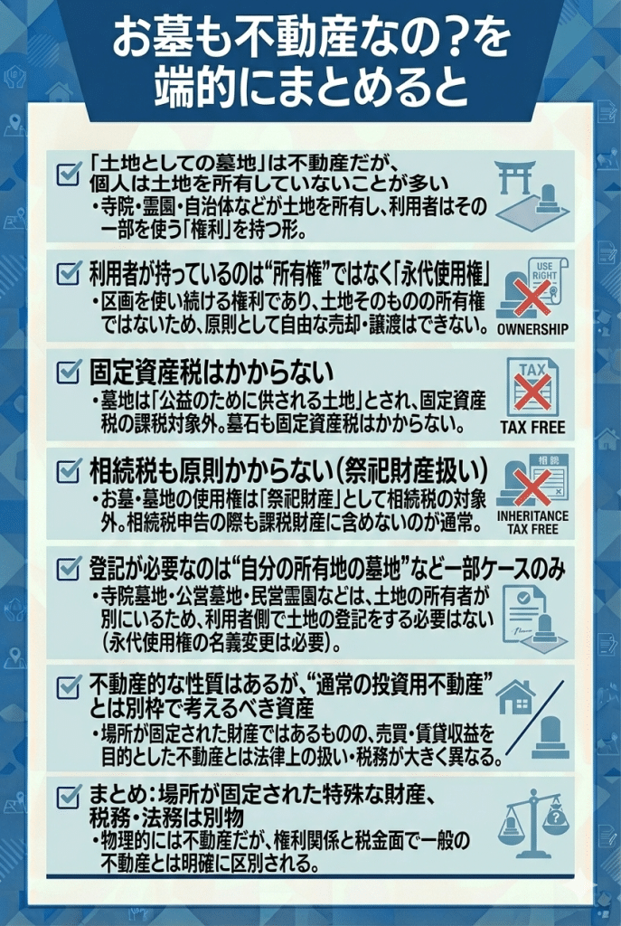 お墓も不動産なの?を端的にまとめると
