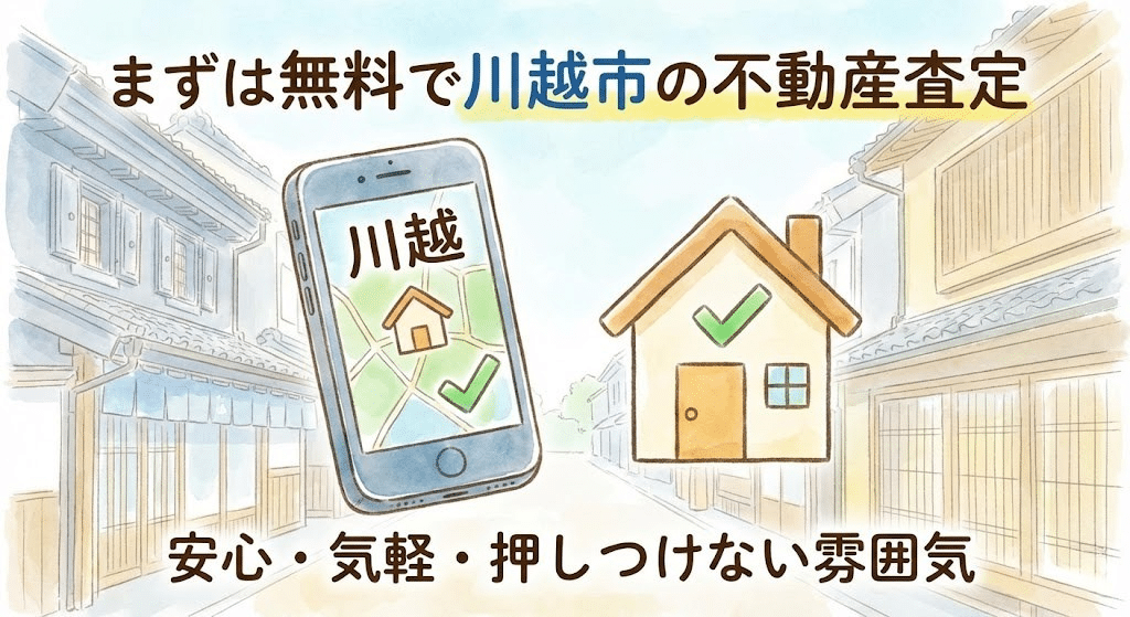 川越市で無料の不動産査定を始めるイメージイラスト