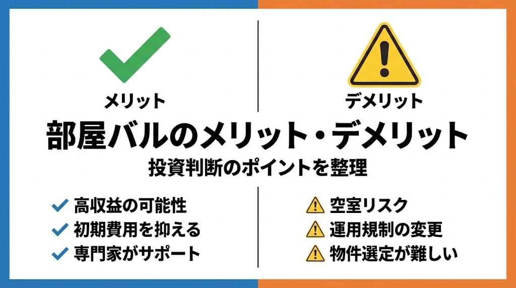 民泊投資 メリット デメリット 部屋バル