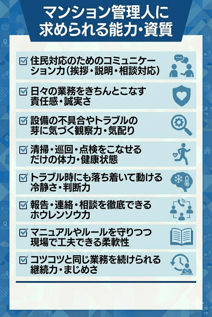マンション管理人に求められる能力・資質