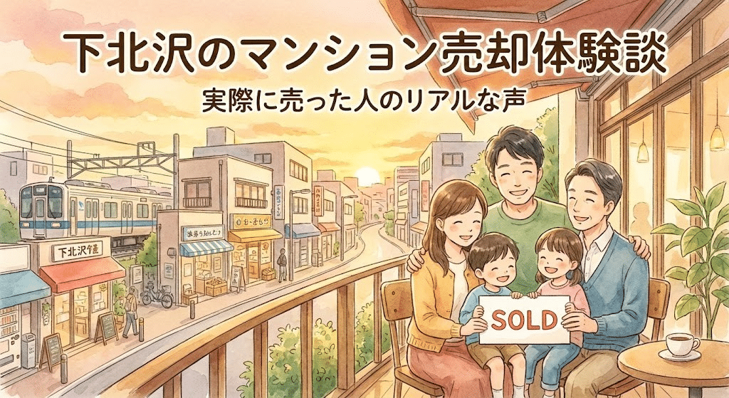 下北沢でマンションを売却した人の体験談をイメージしたイラスト