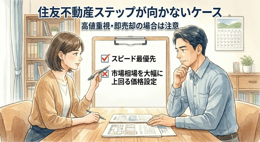 住友不動産ステップが向かない売却ケースをチェックリストで確認するイメージ