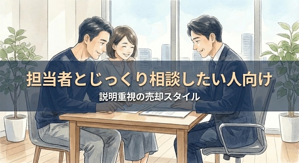 不動産担当者と相談しながら売却方針を決める住友不動産ステップの対応イメージ