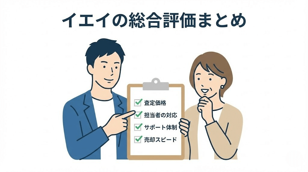 イエイの総合評価をチェックするイメージ