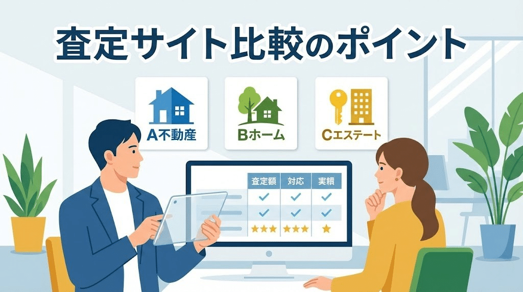 不動産一括査定サイトを比較するイメージ