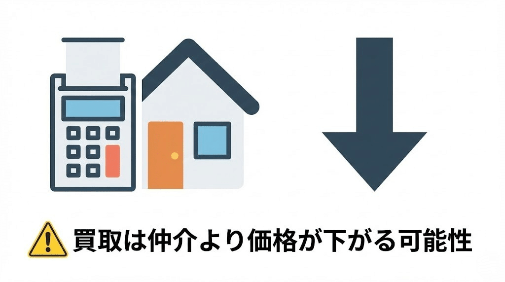 買取価格が仲介より低くなる可能性を示す図