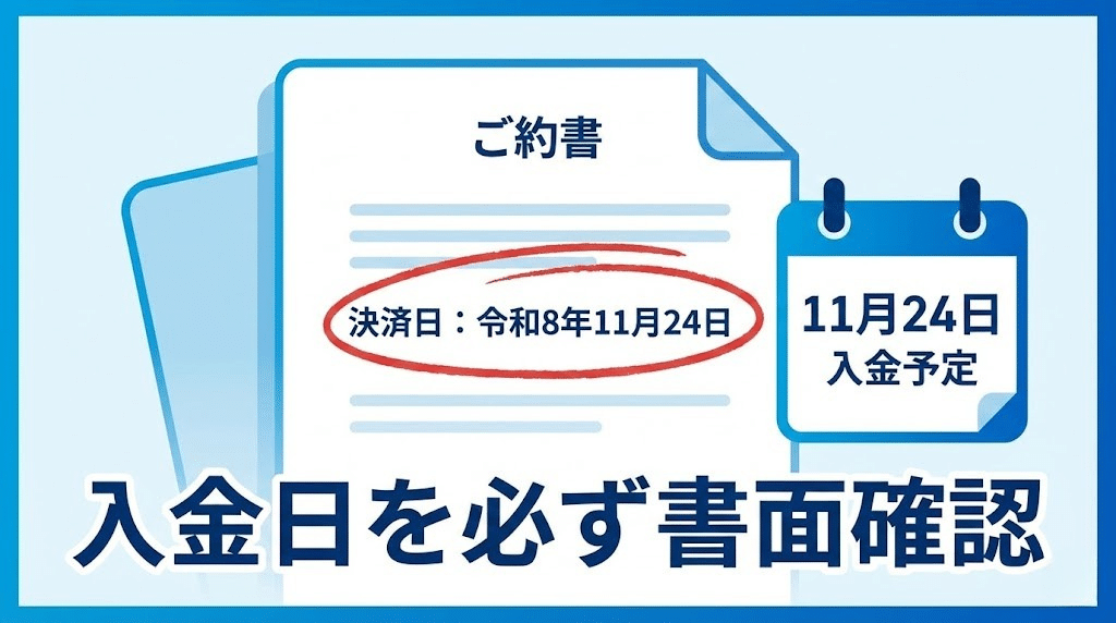 契約書に決済日が記載されているイラスト
