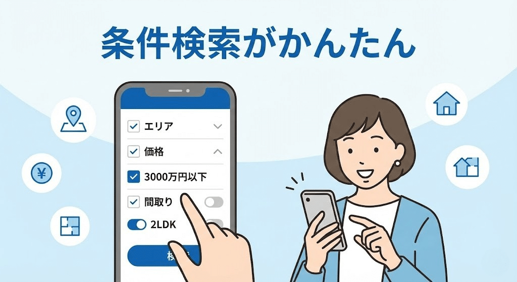 不動産検索が簡単にできるイメージ