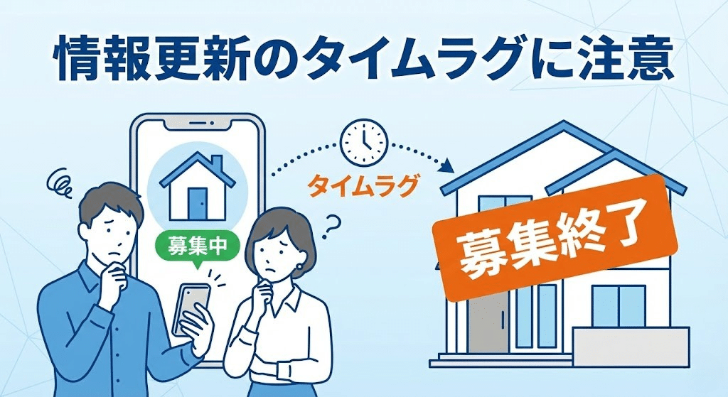 不動産情報の更新タイムラグに注意するイメージ