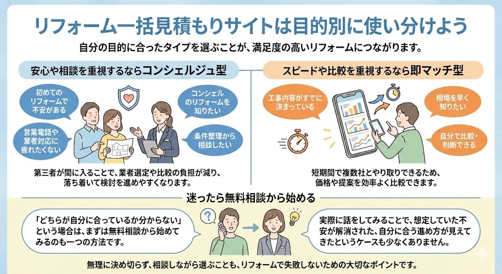 リフォーム一括見積もりサイト 選び方