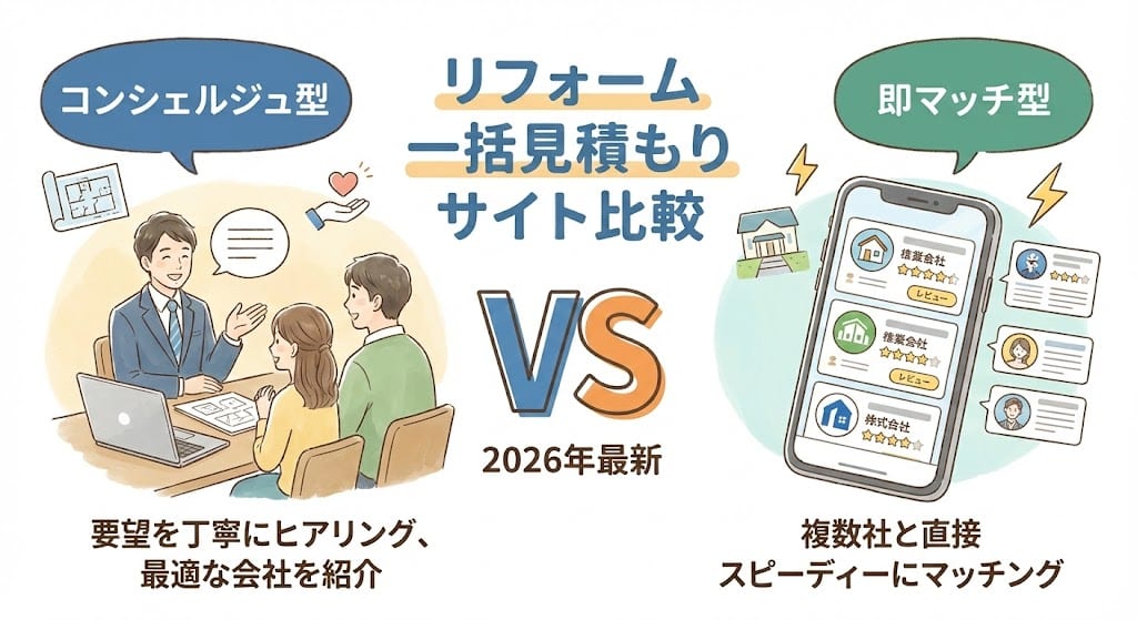 リフォーム一括見積もりサイト比較|コンシェルジュ型 vs 即マッチ型