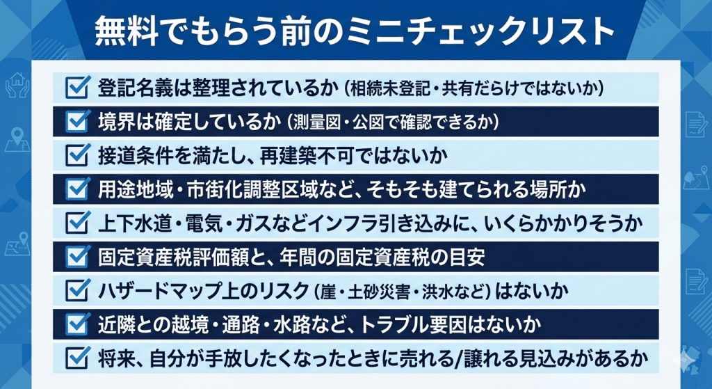 無料でもらう前のミニチェックリスト