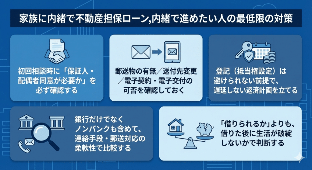 家族に内緒で不動産担保ローン,内緒で進めたい人の最低限の対策