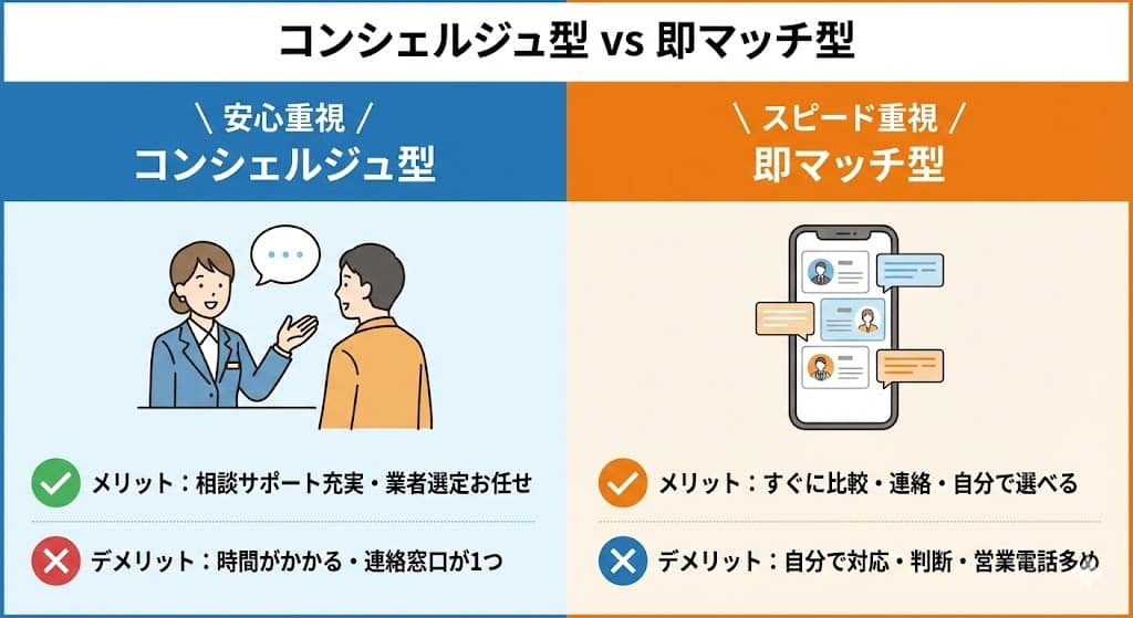 リフォーム見積もり、コンシェルジュ型と即マッチ型の違い