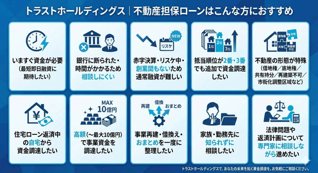 トラストホールディングス|不動産担保ローンはこんな方におすすめ