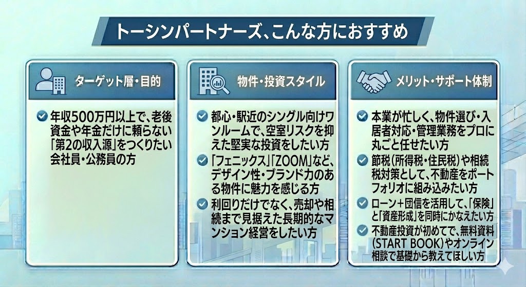 トーシンパートナーズ、こんな方におすすめ