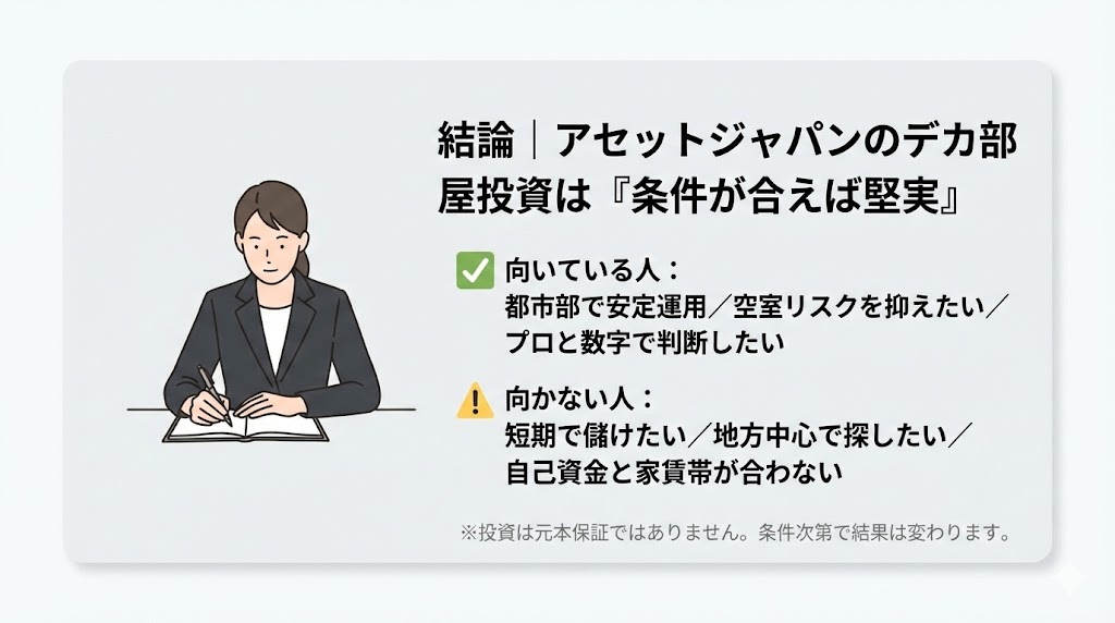 アセットジャパンのデカ部屋投資は誰に向く?