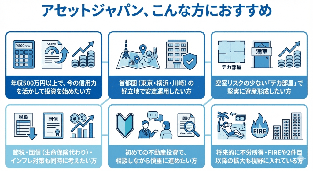 アセットジャパン、こんな方におすすめ