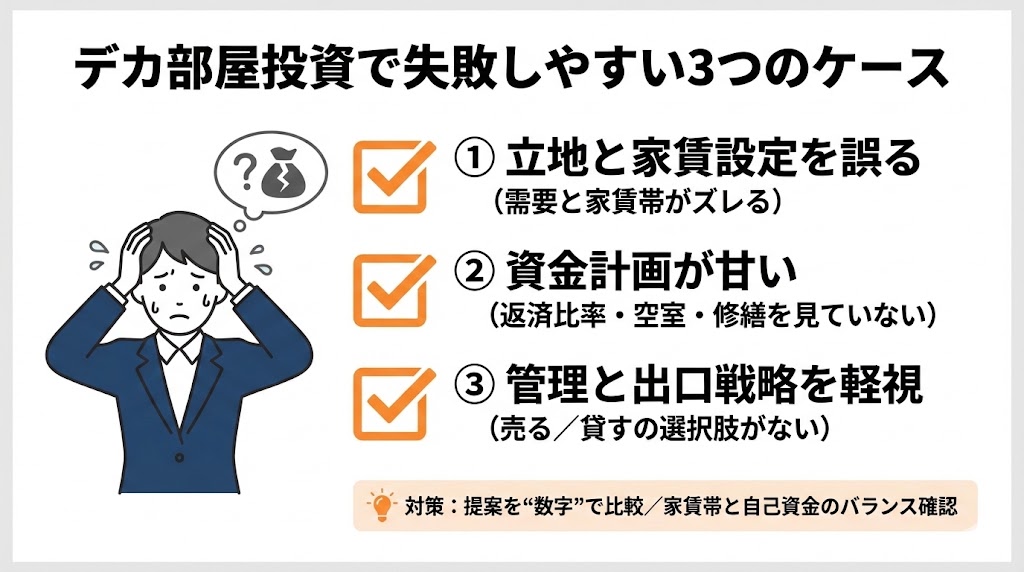 アセットジャパンのデカ部屋投資で失敗しやすいケースは?