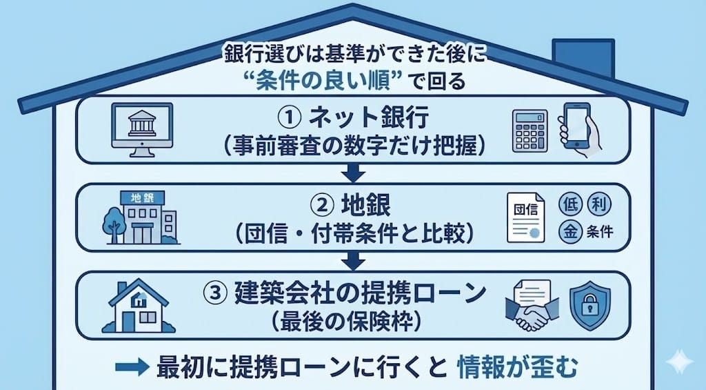 住宅ローンの銀行選び、正しい順番
