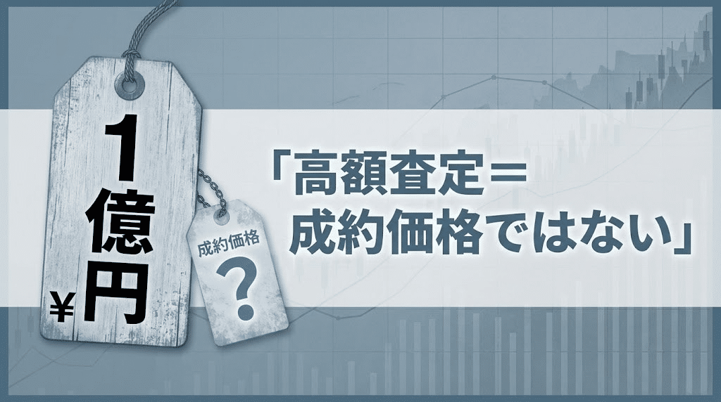 高額査定と成約価格の違いを示すイメージ