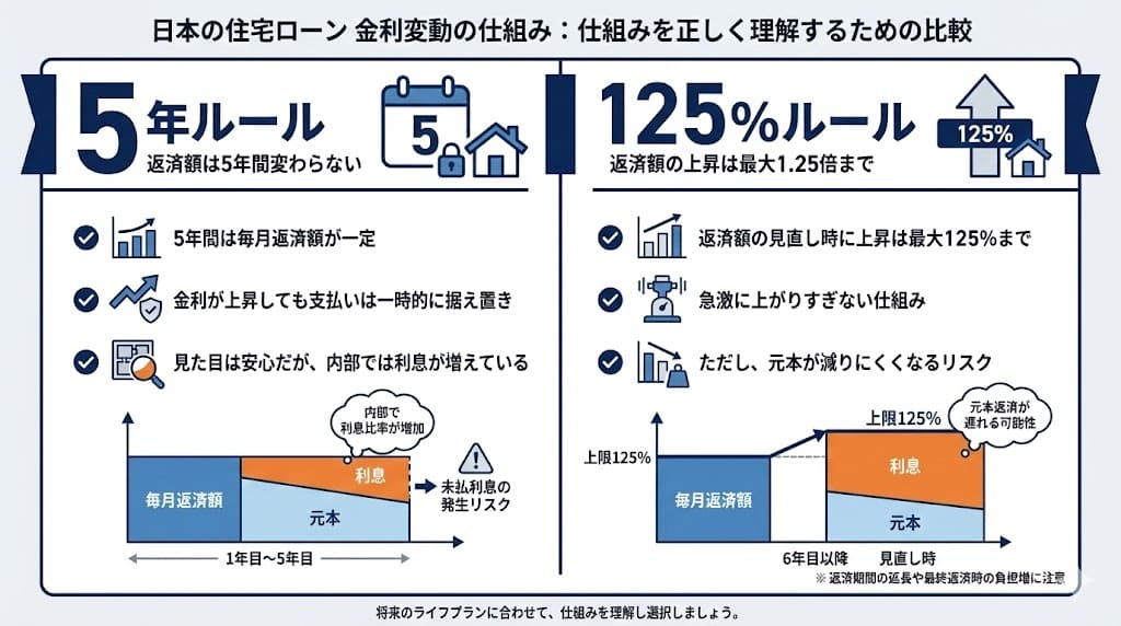 変動金利で見落とされがちな5年ルールと125%ルール