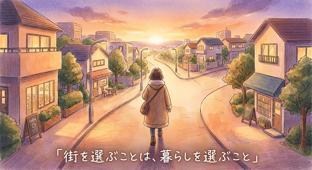 住まい選びと街選びを重ねて考えるイメージ