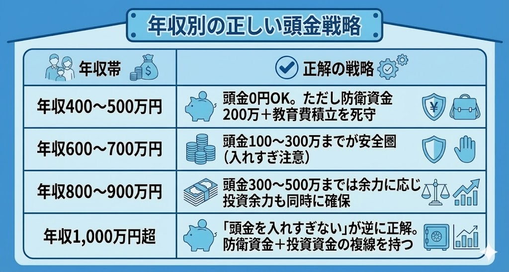 年収別の正しい年収別、頭金戦略
