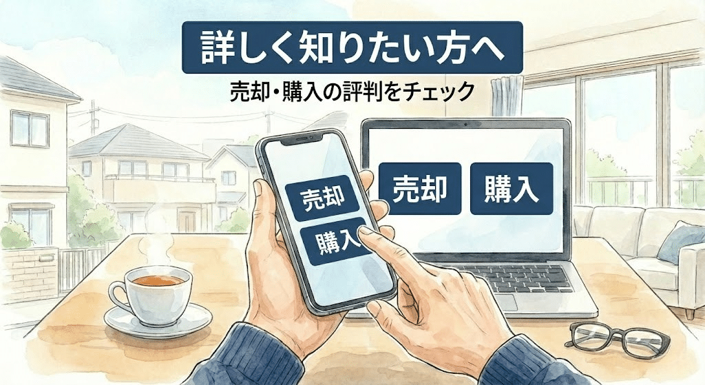 テラスオファーの売却評判・購入評判ページへ進むための案内イメージ