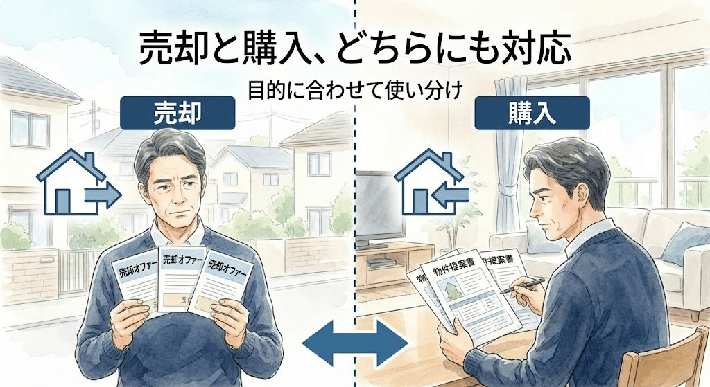 テラスオファーで売却と購入の違いを比較したイメージ